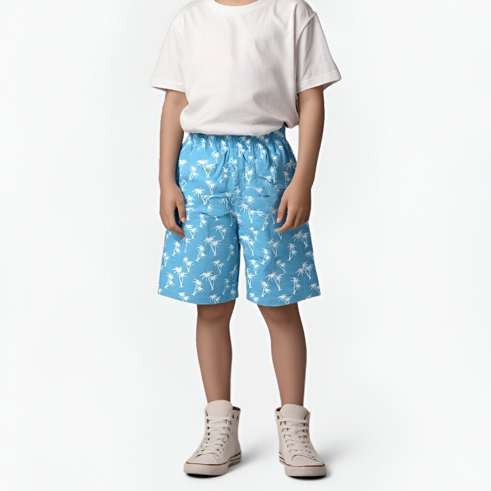 NWT Boys Blue White Beach Bermuda Surf Skate Boarding Swim Trunks Shorts S